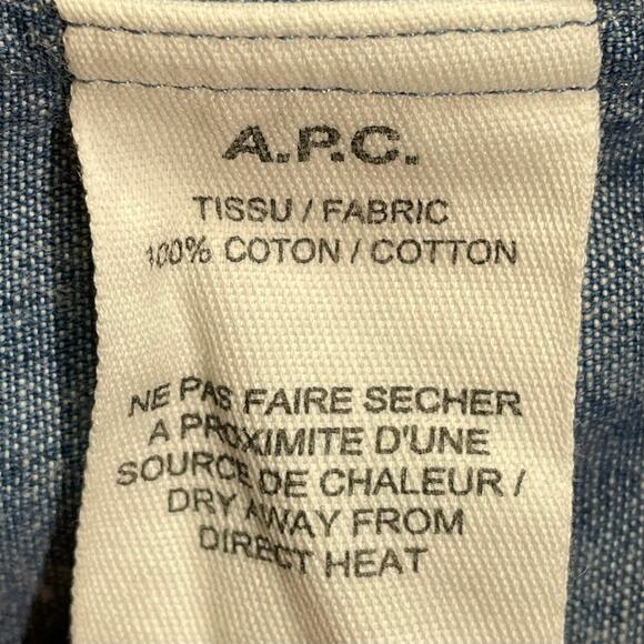 A.P.C. Paris Blue Chambray Button Down Shirt Size Large - Picture 4 of 4